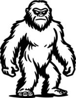 A bigfoot in black and white vector