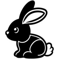 A black and white bunny sitting on a white background vector