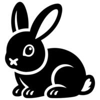 Black and white rabbit icon on a white background vector