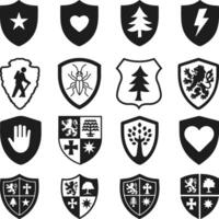 Shield icon Logo set. Protect shield security line icons. Badge quality symbol Silhouette vector