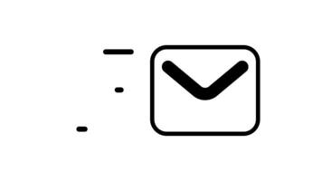 Message or mail sent in black outline and white background animated footage looping video