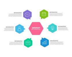 Mindmap Infographic Hexagon Colorful vector