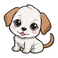 A cute cartoon puppy sitting happily with big eyes and a playful expression against a plain background vector