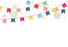 Festive garland with flags and confetti. Festive background for congratulations and invitations to the holiday. vector