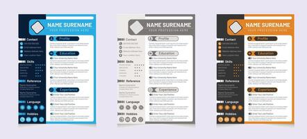 Professional CV or Resume Template Design with a Modern, Minimal, and Unique Concept vector