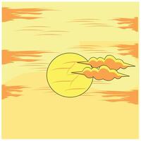Sun and cloud on the sunset background. Sunset illustration in flat style. Background element design illustration of a calm and serene sunset atmosphere. vector