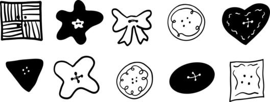 Minimalist Button Doodle Set for Sewing Projects vector