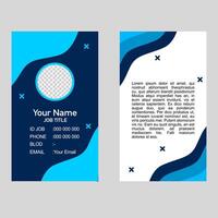 Two blue and dark blue business card templates feature contact information. vector