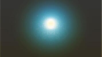 Flight in space to the star. Bright particle animation video