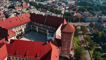 Aerial view of Wawel Castle in Krakow. Medieval royal renaissance architecture. Touristic landmark in Poland video