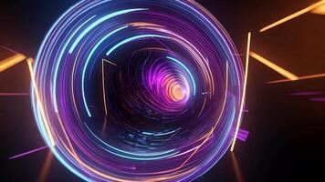 Animation A hypnotic digital tunnel with pulsing neon lights creates a futuristic and abstract backdrop.The glowing lines and vibrant colors create a sense of motion and energy. video