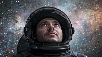 Animation Astronaut Gazing at Nebula video