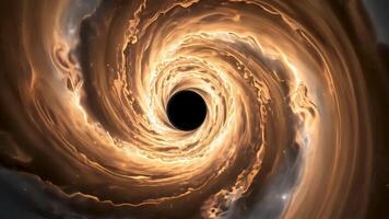 A mesmerizing digital art piece depicting a swirling vortex of celestial clouds and fiery hues, leading to a dark, mysterious center. A captivating image perfect for science fiction. video