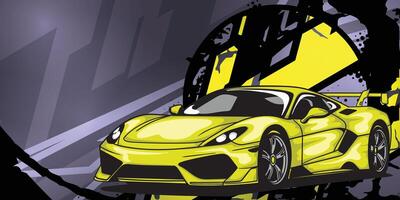 Abstract background with dark yellow racing car object vector