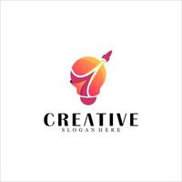 Abstract bulb with rocket logo design vector