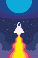 Rocket launch in the sky flying over clouds vector