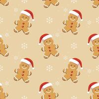 seamless pattern of gingerbread man vector