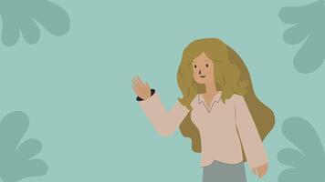 Women Explaining Something Tell guide Viewer Flat Design Style Animation video