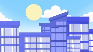 Skyline Building City Daylight Moving Camera Parallax Seamless Loop 4k video