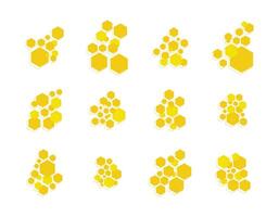 collection of yellow hexagonal shapes resembling honeycomb patterns. vector