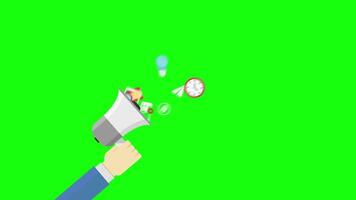 Megaphone With Cloud Of Colorful Application On Greenscreen Background 2D Cartoon Animation video