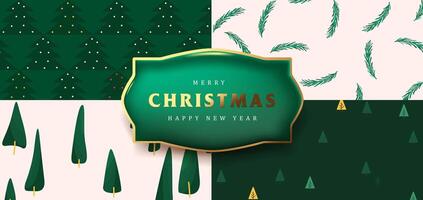 Set of Merry Christmas holiday background pattern packaging design template vector