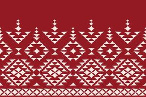 Beautiful red fabric pattern. Geometric ethnic pattern seamless traditional. tribal style. Edge decoration. Designed using triangles. for background, rug, fabric, clothing, batik, texture. vector