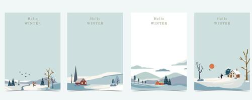 winter landscape background with little mountain,tree for a4 vertical design vector