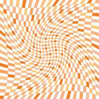 Trippy checkered orange background with noise dust texture. vector