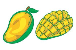 illustration of a ripe mango fruit, which is cut in half with square cuts vector