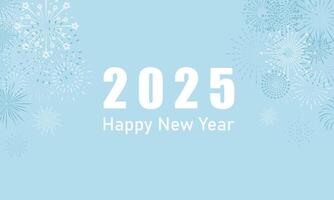Colorful fireworks 2025 New Year background and text Happy New Year design in the night sky. Simple pattern design template. design. vector