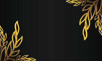 golden frame leave on black background vector
