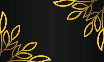 golden leave frame on black background vector
