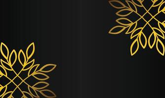 golden leave pattern on black background vector