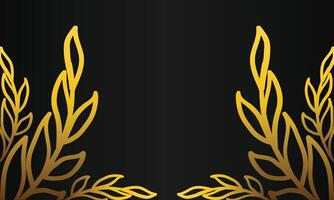 golden leave design frame on black background vector
