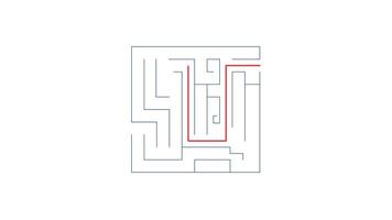 Find easiest way across labyrinth 2D object animation. Solving brain teaser game cartoon 4K , alpha channel. Walkthrough complicated maze puzzle animated flat item on white background video