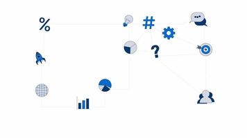 Digital business details connection 2D objects animation. E commerce maintaining cartoon 4K , alpha channel. Corporate data network exchange animated flat items on white background video