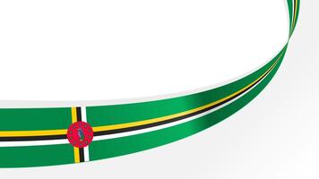 Curved ribbon with flag of Dominica on white background with copyspace vector