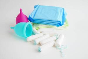 Sanitary hygiene set for woman menstrual period cycle protection. photo