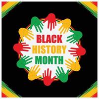 A group of hands in red, yellow, and green. A celebration of African-American history. Black History Month concept. Flat illustration. vector