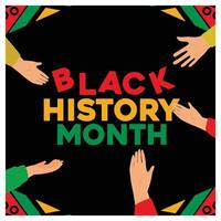 Couple of hands with black history month text. Black background. Black History Month concept. Flat illustration. vector