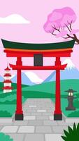 Japanese Torii Gate and Pagoda Loop Vertical video