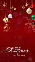 Animated Christmas Bokeh Ornaments Vertical With Text video