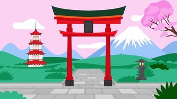 Japanese Torii Gate and Pagoda Loop video