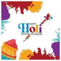 Holi greetings with colorful splashes. vector