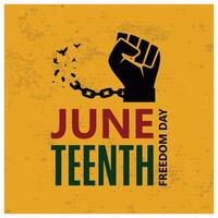 Black Emancipation Day. Clenched hands break the chain. Juneteenth concept. vector