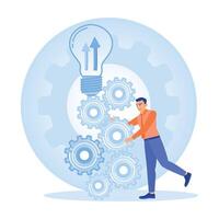 Businessman develops new projects. Increase work productivity. Project implementation concept. vector