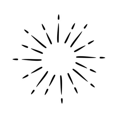 Hand drawn firework with sparks. Doodle illustration.