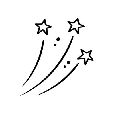 Hand drawn firework with stars. Doodle illustration.