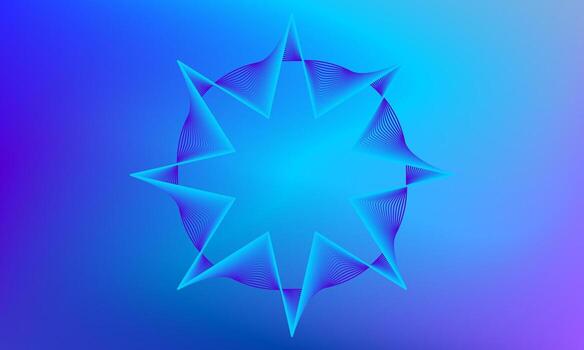 Blue Gradient Abstract Design with Symmetrical Star Elements vector
